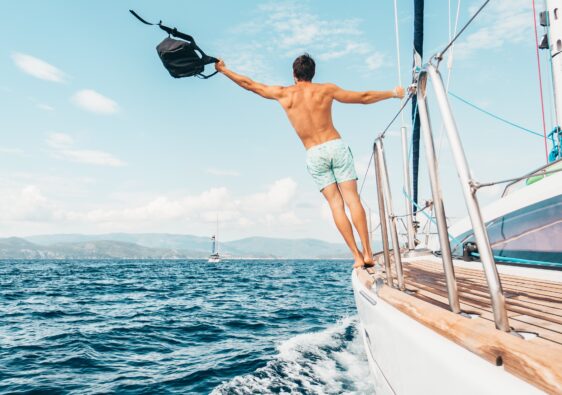 sailboat adventure young retired man