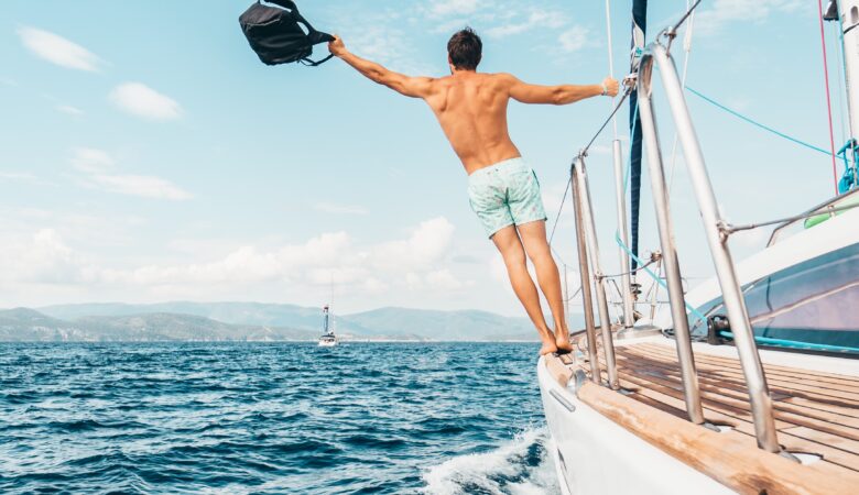 sailboat adventure young retired man