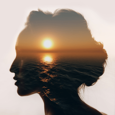 mindfulness sunset head silhouette