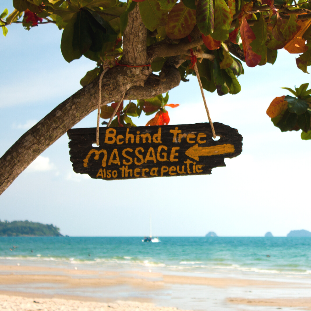 massage sign in a tree branch